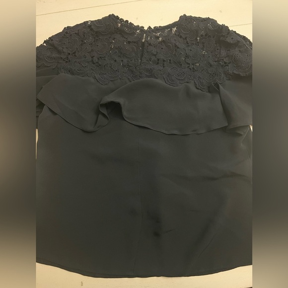 Rebecca Taylor silk lace black top size 8 georgette ruffle - Picture 3 of 6